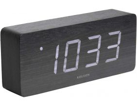 Réveil en bois chiffres LCD Tube (Noir)