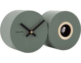 Horloge mural en métal mat Duo Cuckoo (Kaki)