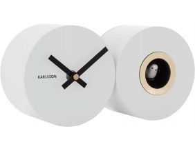 Horloge mural en métal mat Duo Cuckoo (Blanc)