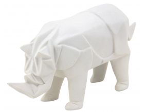 Rhinocéros déco en résine blanche origami