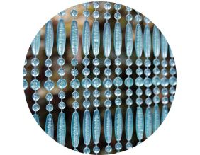 Rideau de porte en perles bleues et transparentes Frejus (120 x 230 cm)