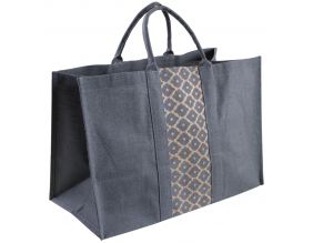 Sac à bûches en jute (Motifs gris)
