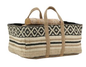 Sac à bûches en jute naturel et teinté (Naturel et noir)