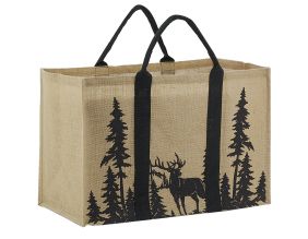 Sac à bûches en jute (Cerf dans la forêt)