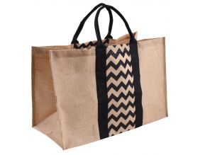 Sac à bûches en jute (Chevron noir)