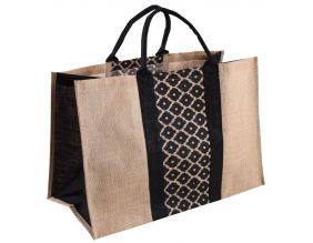 Sac à bûches en jute (Motifs noir)