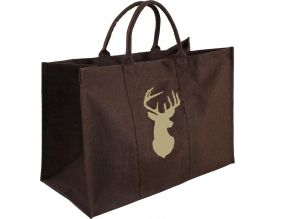 Sac à bûches en jute (Marron - cerf beige)