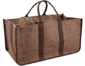 Sac à bûches en toile de jute (Anses marrons)