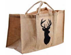 Sac à bûches en jute (Naturel - cerf noir)