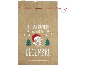 Sac à cadeaux de noel en toile de jute avec inscription (25 décembre)