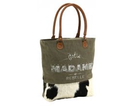 Sac en coton et peau de vache Madame rebelle