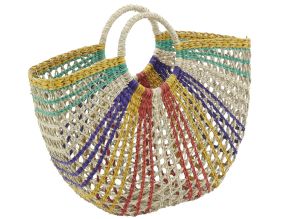 Sac demi-lune en jonc multicolore