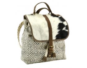 Sac à dos en coton et peau de vache Globe Trotteur