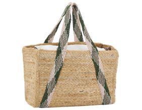 Sac en jute rectangulaire et poche en coton kaki