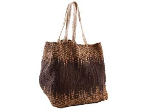 Sac de rangement en jute et cuir (Marron)