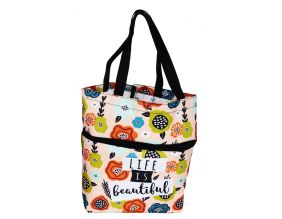 Sac shopping convertible chariot shopping (Grandes fleurs)