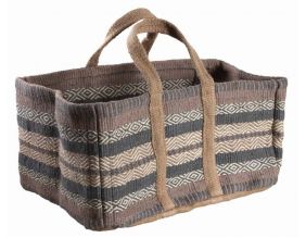 Sac à bûches en toile de jute épaisse Pampa (Beige et gris)