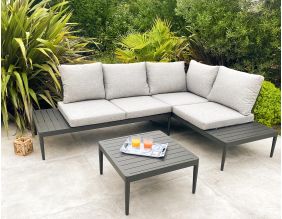 Salon d'angle de jardin 4 places en aluminium Ankara