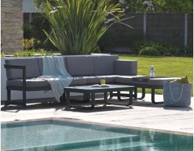 Salon bas de jardin 6 places en aluminium Barcelona (Gris anthracite)