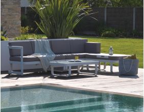 Salon bas de jardin 6 places en aluminium Barcelona (Blanc)
