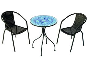 Salon de jardin en acier plateau mosaïque 2 personnes (Berna)