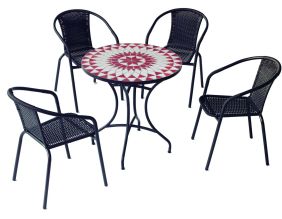 Salon de jardin en acier plateau mosaïque 4 personnes (Neypal)