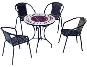 Salon de jardin en acier plateau mosaïque 4 personnes (Oran)