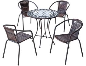 Salon de jardin en acier plateau mosaïque 4 personnes (Siena)