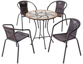 Salon de jardin en acier plateau mosaïque 4 personnes (Bora)