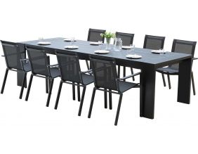 Salon de jardin en aluminium gris Ibiza 8 personnes