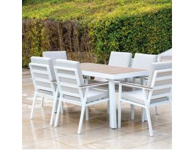 Salon de jardin en aluminium 6 personnes Turquia (Blanc et beige)