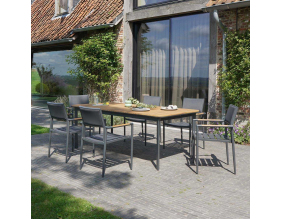 Salon de jardin en aluminium et teck 6 personnes Piana