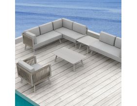 Salon de jardin d'angle 7 places en aluminium Manosque