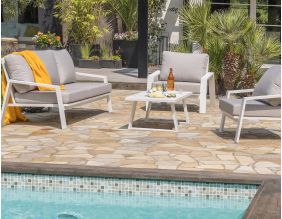 Salon de jardin bas 5 places en aluminium Ibiza (Blanc)