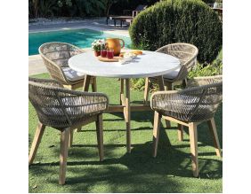 Salon de jardin en bois et cordes tressées 4 personnes Polinesia