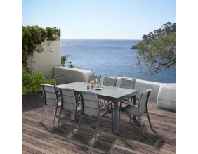 Salon de jardin design en aluminium anthracite 8 fauteuils Modulo