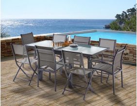 Salon de jardin design 8 personnes Modulo (Gris)