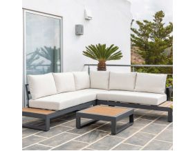Salon de jardin détente en aluminium Berlin (Anthracite et blanc cassé)