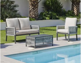 Salon de jardin détente en aluminium Mariland (Anthracite et gris)