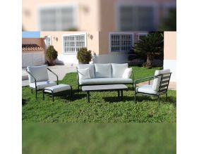 Salon de jardin détente en aluminium anthracite 5 places Alexis