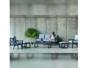Salon de jardin détente en aluminium anthracite 5 places Dounvil
