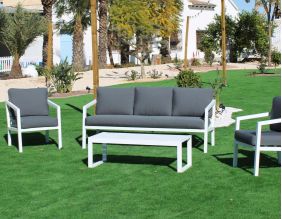 Salon de jardin détente en aluminium blanc Acapulco