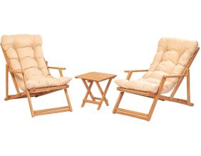 Salon de jardin détente en bois de hêtre Garden