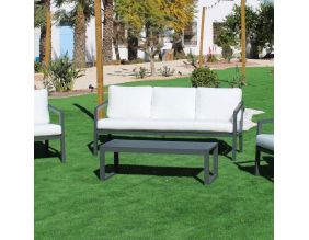Salon de jardin détente luxe anthracite Acapulco (Canapé 3 places + 2 fauteuils)