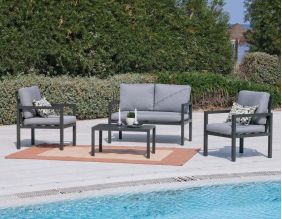 Salon de jardin détente  4 personnes Mandalay (Anthracite)