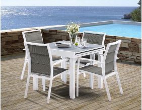 Salon de jardin moderne 4 personnes Modulo (Blanc)