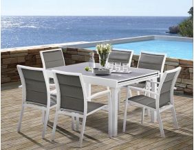 Salon de jardin moderne 6 personnes Modulo (Blanc)