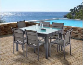 Salon de jardin moderne 6 personnes Modulo (Gris)