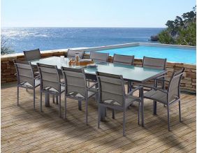 Salon de jardin moderne 10 personnes Modulo (Gris)