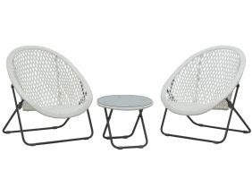 Salon de jardin en polyrésine et métal Kent (Lot de 3) (Blanc)